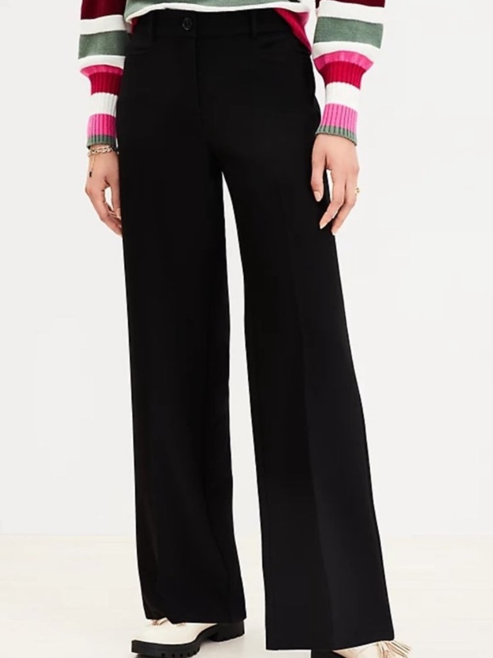 NWT Loft Ann Taylor high waisted trouser black pants size 8